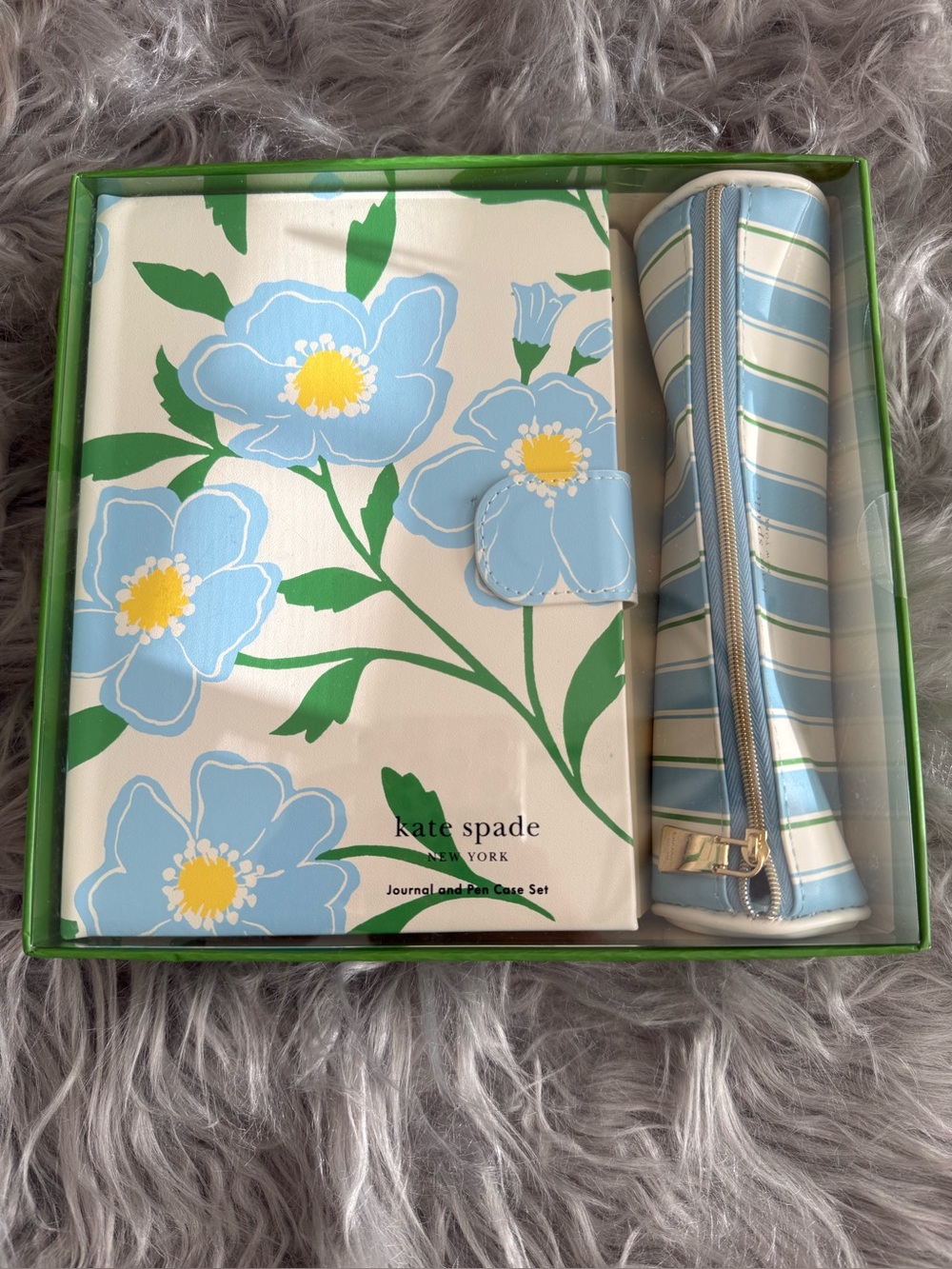 Kate Spade x Target Blue Floral Journal with Striped Pen Case Set